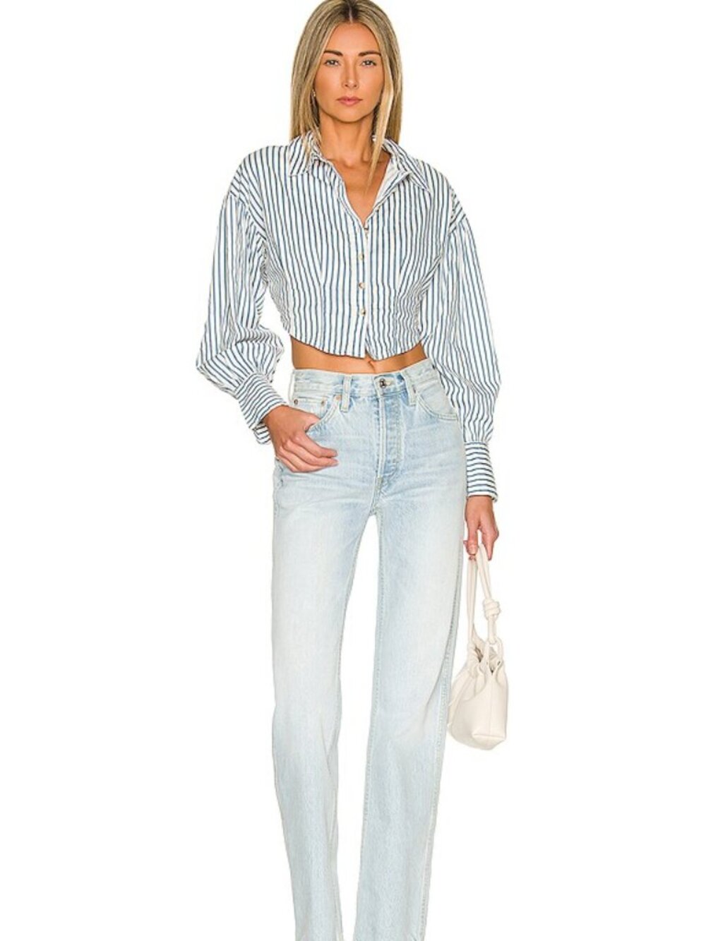 Free People X REVOLVE Ophelia Corset Buttondown in Slate Blue Combo - Size S